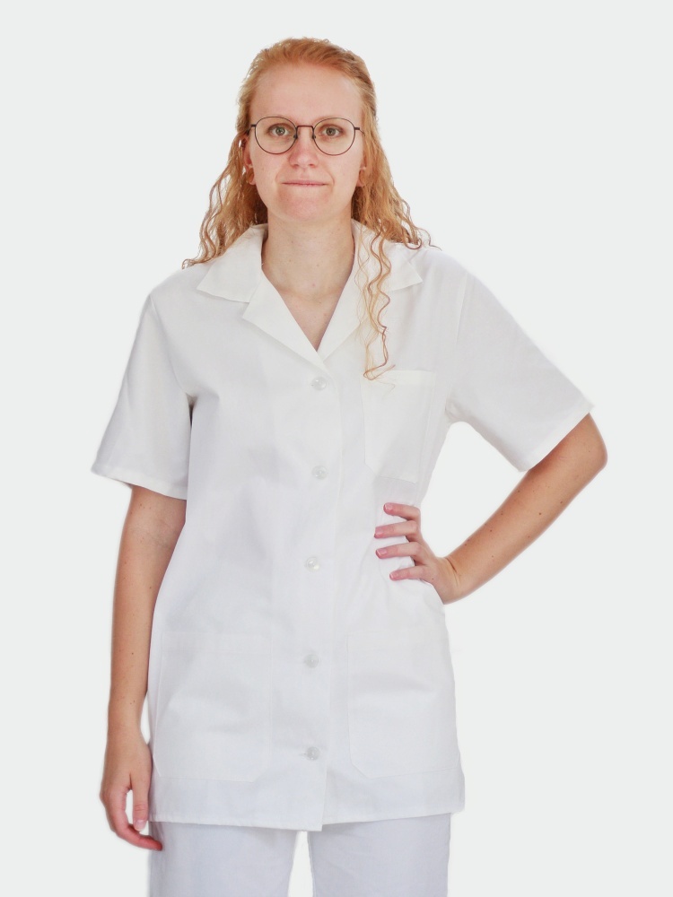 Bílá dámská lékařská halena Ivana na knoflíky