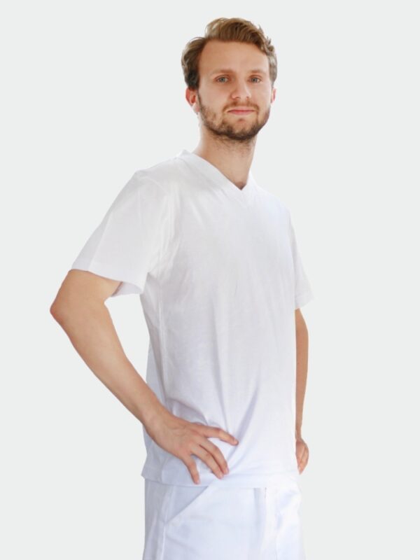 Pánské tričko bílé do V s krátkým rukávem