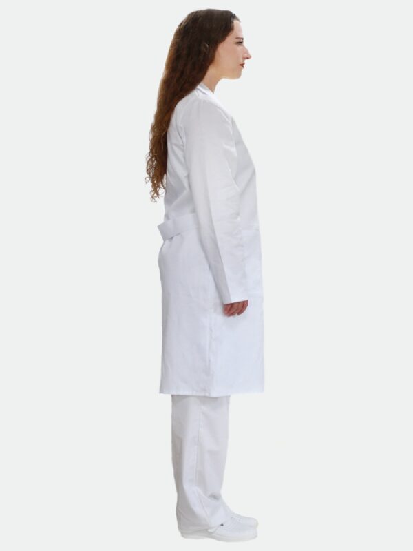 Dámský bílý lékařský plášť s dlouhým rukávem