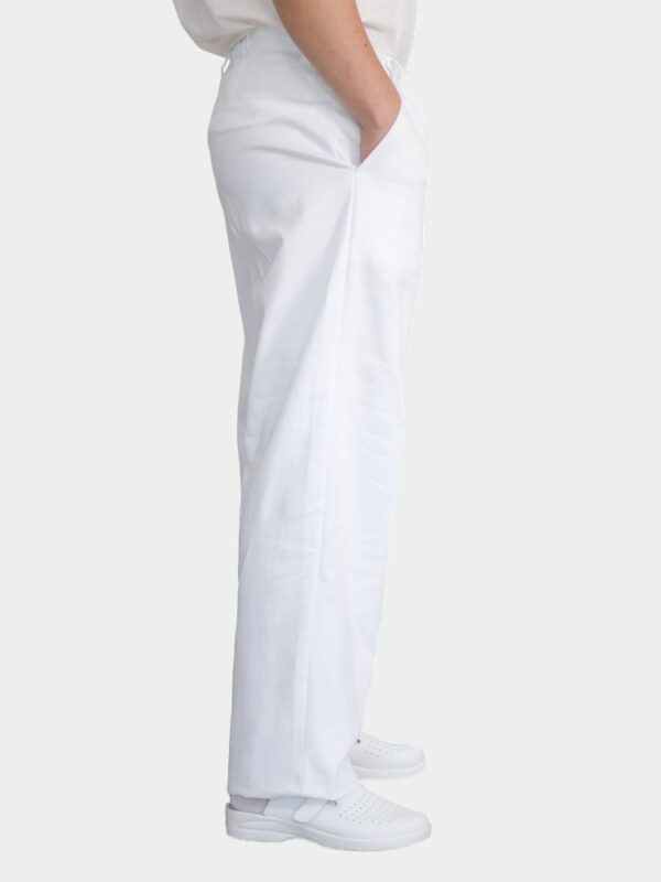 Pánské bílé lékařské kalhoty Radek (boční pohled)