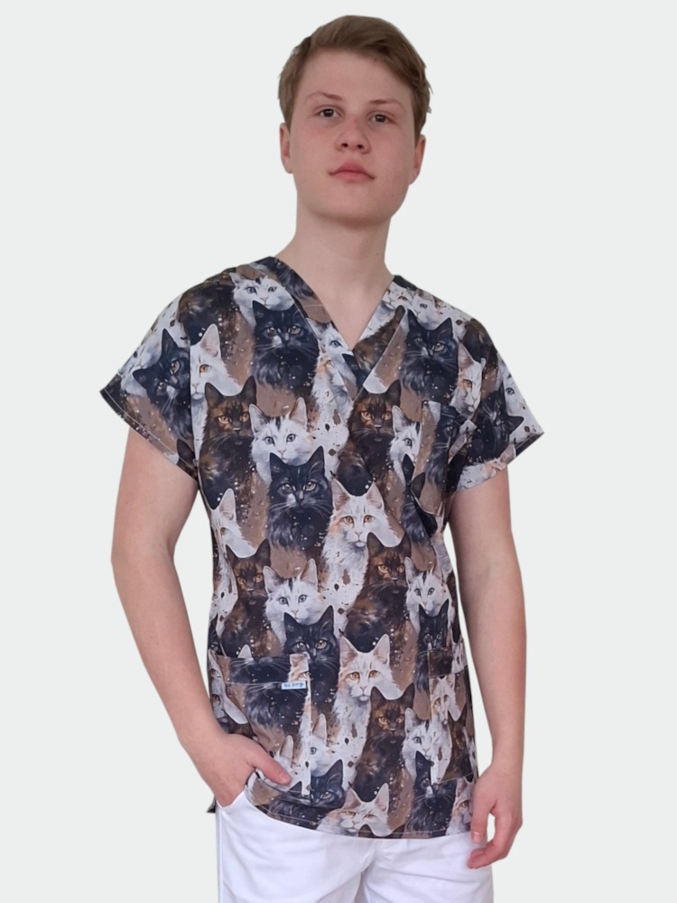 zdravotnická uni halena vzor kočky