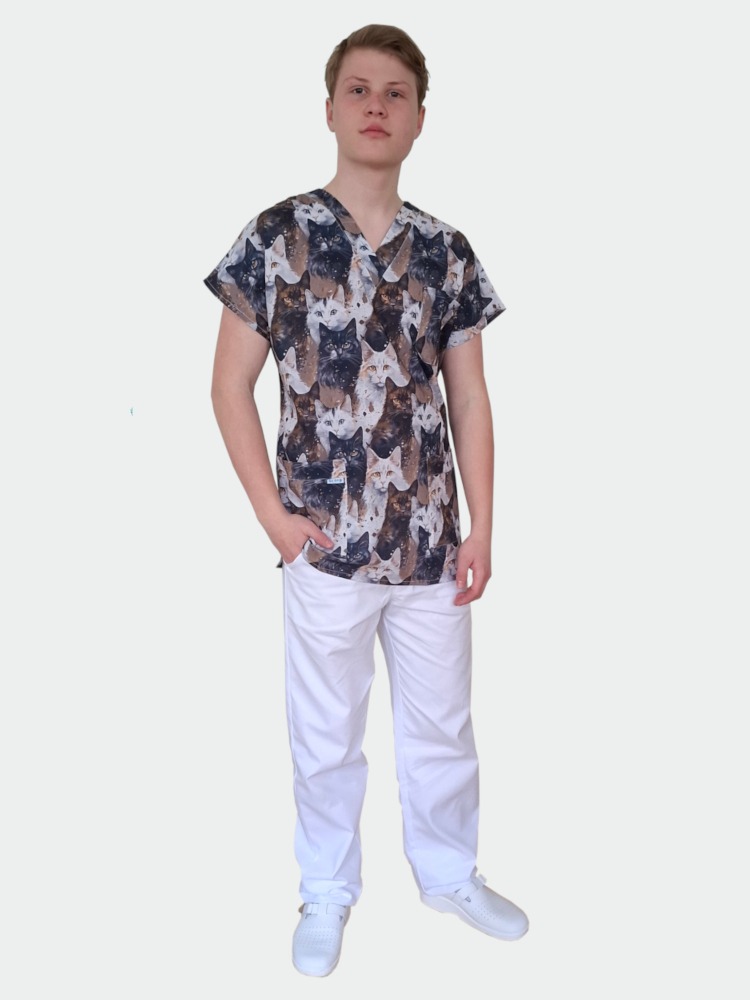 zdravotnická uni halena vzor kočky